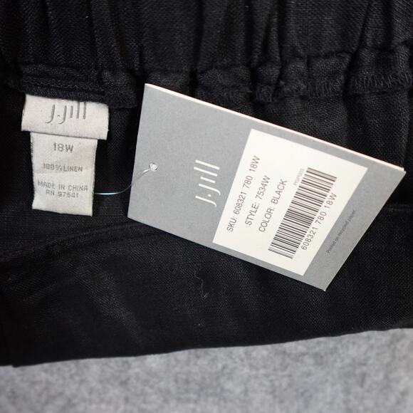 J. Jill Skirt Womens 18W NWT Midi Faux Wrap Linen Black Embroidered - Picture 6 of 9
